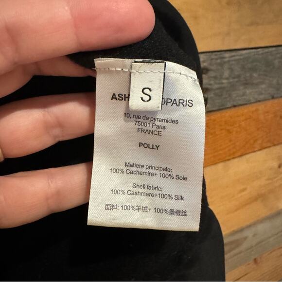 Ash Studio Paris Cashmere And Silk Skirted Crew Neck Sweater Black Sz S Minimal - Picture 8 of 11